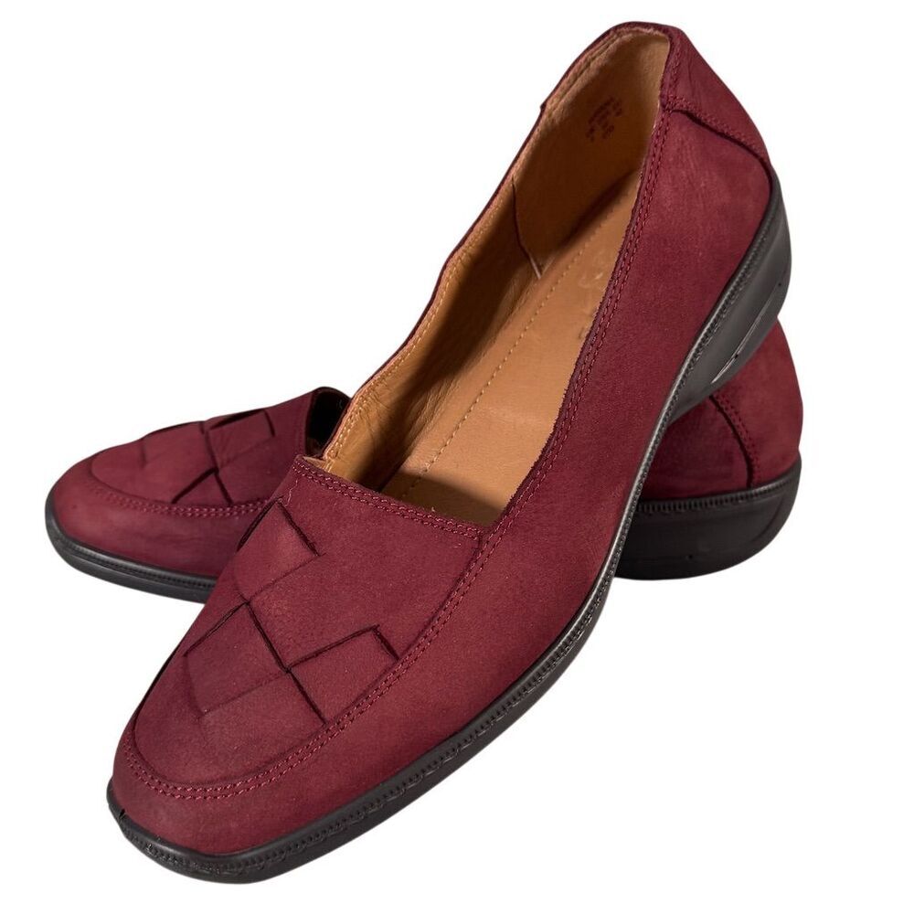 Hotter Havana Women's Size 8 Burgundy Nubuck Suede Slip-On Comfort Shoes